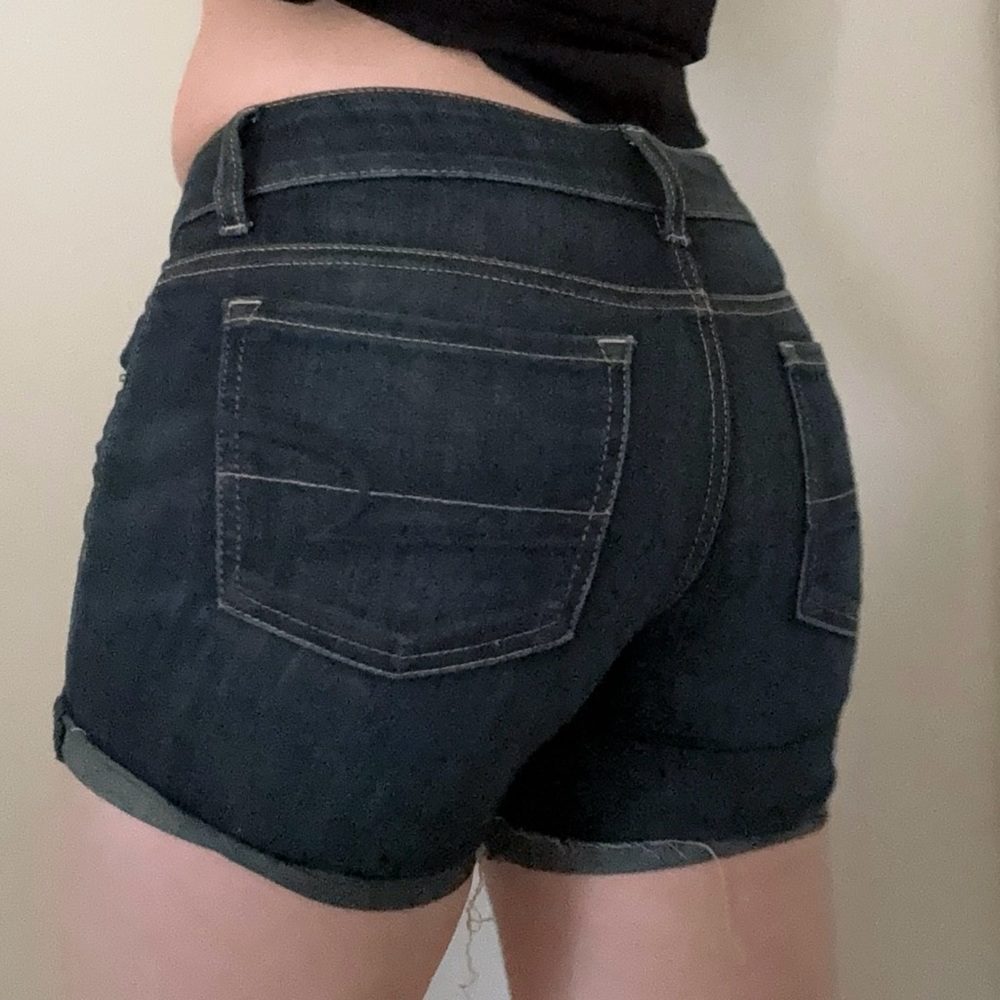 American Eagle Dark Wash Denim Shorts Super Stretch Elena Gilbert Y2K Summer 2